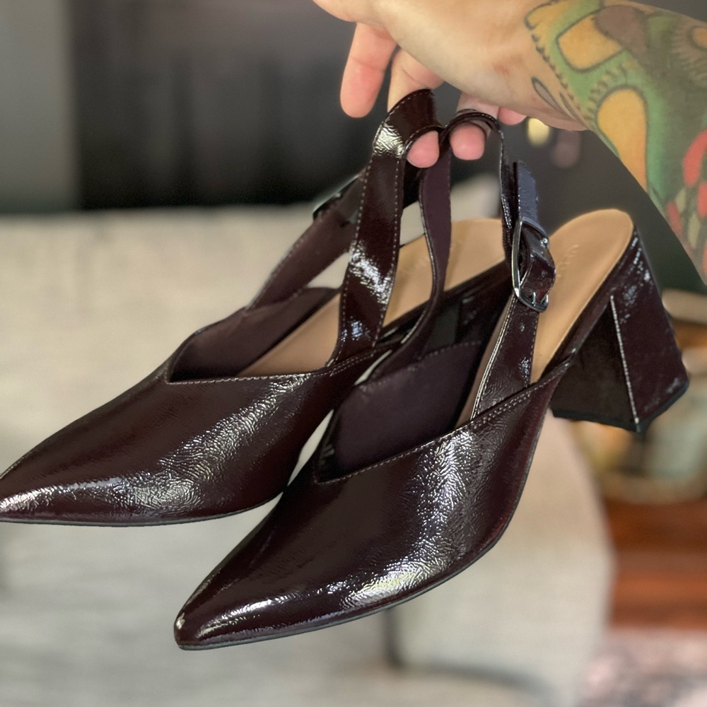 Elegant Burgundy Slingback Heels